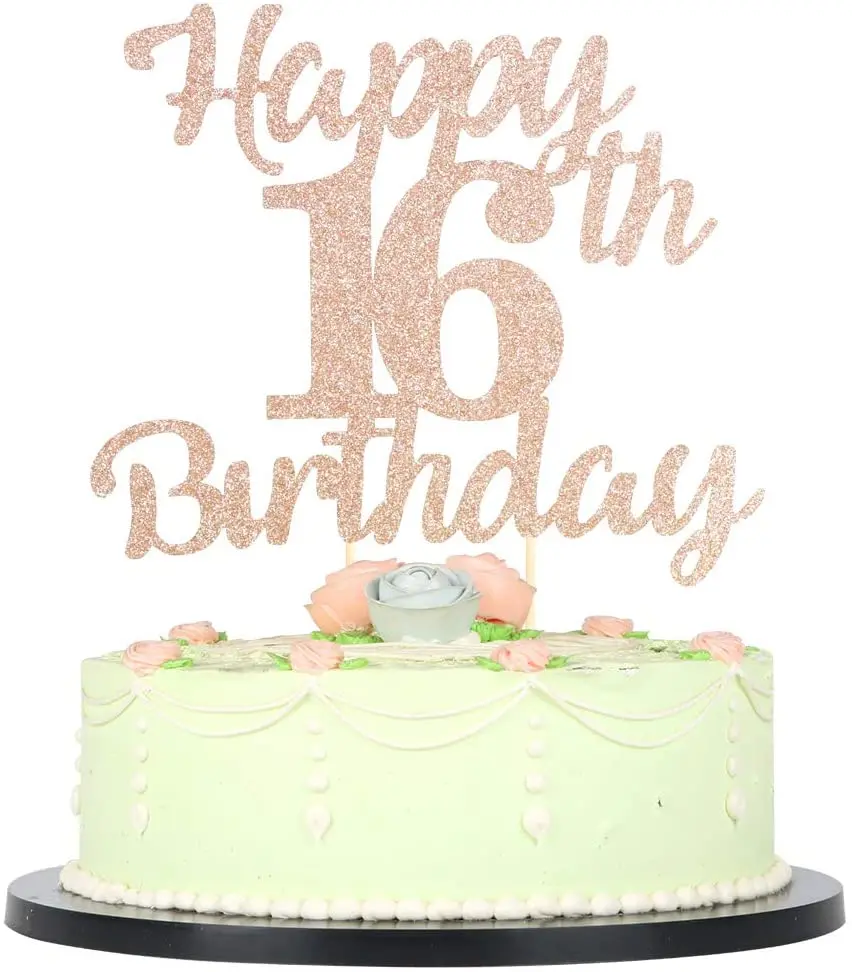 お誕生日おめでとう16歳の誕生日ケーキトッパー16ローズゴールド16歳のケーキトッパー Buy 16th誕生日 ケーキトッパー ケーキの装飾 Product On Alibaba Com