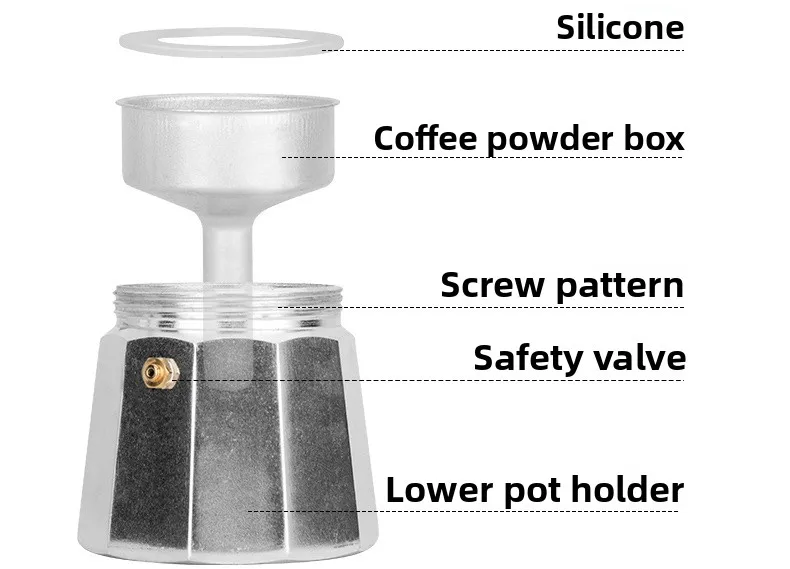 Aluminum Octagonal Stovetop Espresso Moka Pot Coffee Maker Tools Coffee Appliance Metal Coffee Utensils Household
