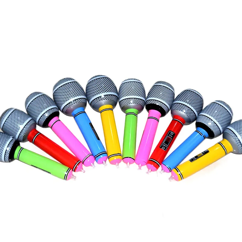 24cm Cheap Price Kids Party Pvc Blow Up Microphone Assorted Colors Inflatable Microphone Toy