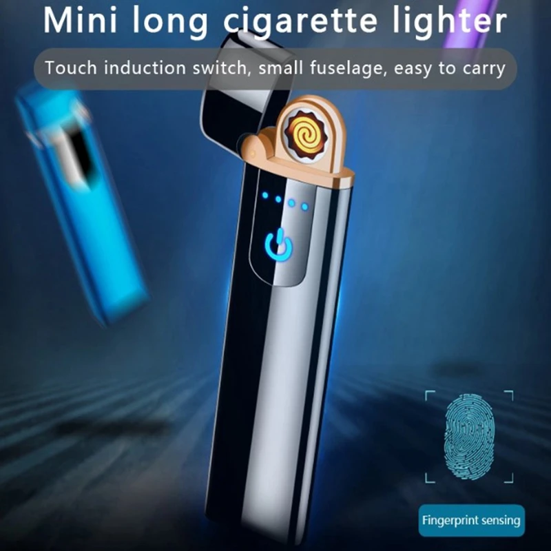 Newest Electric Rechargeable USB Metal Charging Lighter Smart Fingerprint Sensor for Cigarette Smokers