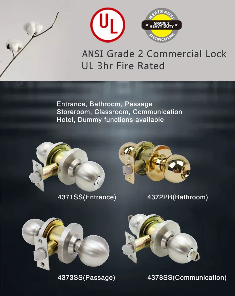 Trust 4371pb Commercial Cylindrical Keyed Entry Ball Knob Lockset Ansi