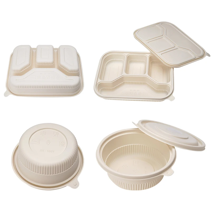 Safe Eco Friendly Degradable Packaging Boxes Corn Starch Takeaway Food Containers Biodegradable