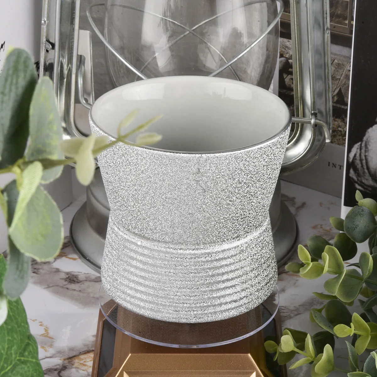metallized ceramic candle holder