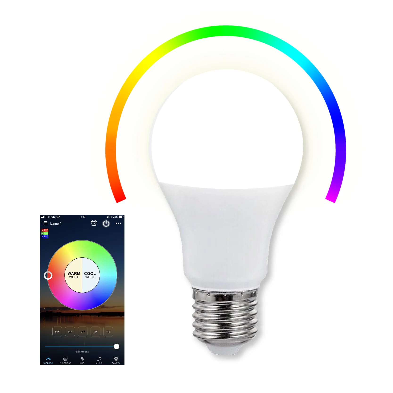 App Control Smart LED Bulb Bluetooth Connected 9W A60 Smart LED Bulb Bluetooth Smart Lamp Bluetooth Bulb