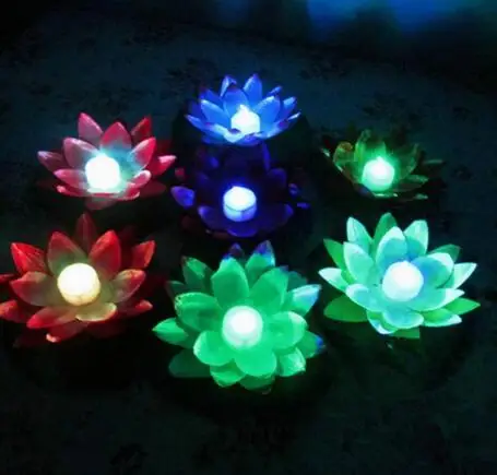 New Arrive Diameter 19 cm LED Lotus Lamp in Colorful Changed Floating Water Pool Wishing Light Lamps Lanterns for Party