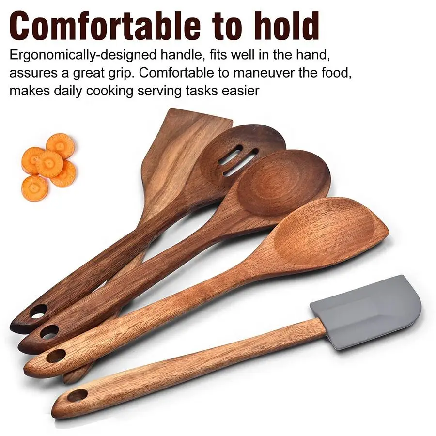 High Quality Acacia Wood Kitchen Utensils Set Cooking Tools Kitchen