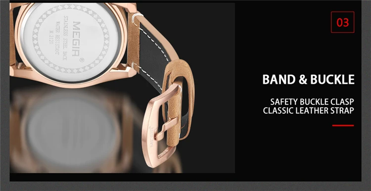 MEGIR 2120 Watch Men Chronograph Military 3D Face Male Clock Top Brand Luxury Genuine Leather Band Business Sport Wristwatch