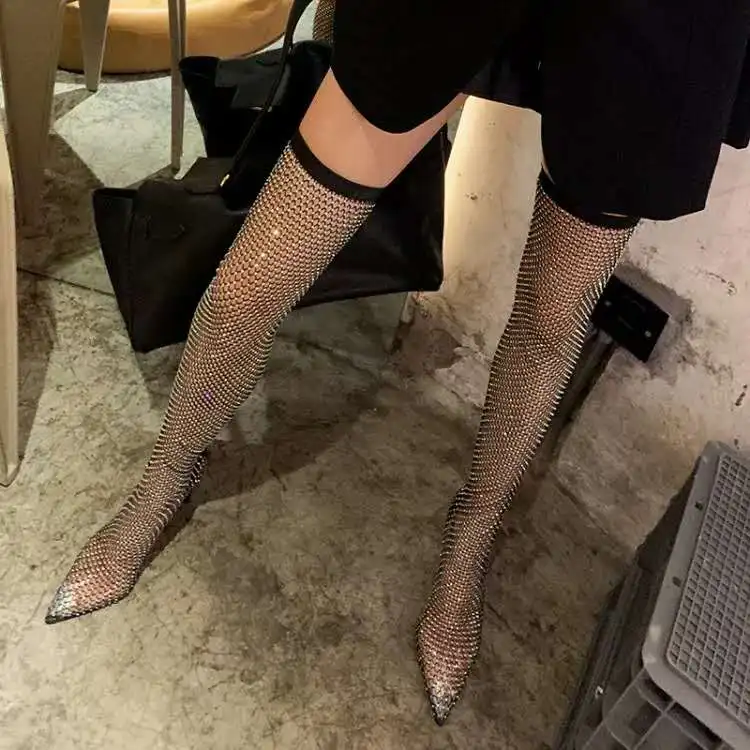 thigh high bling boots