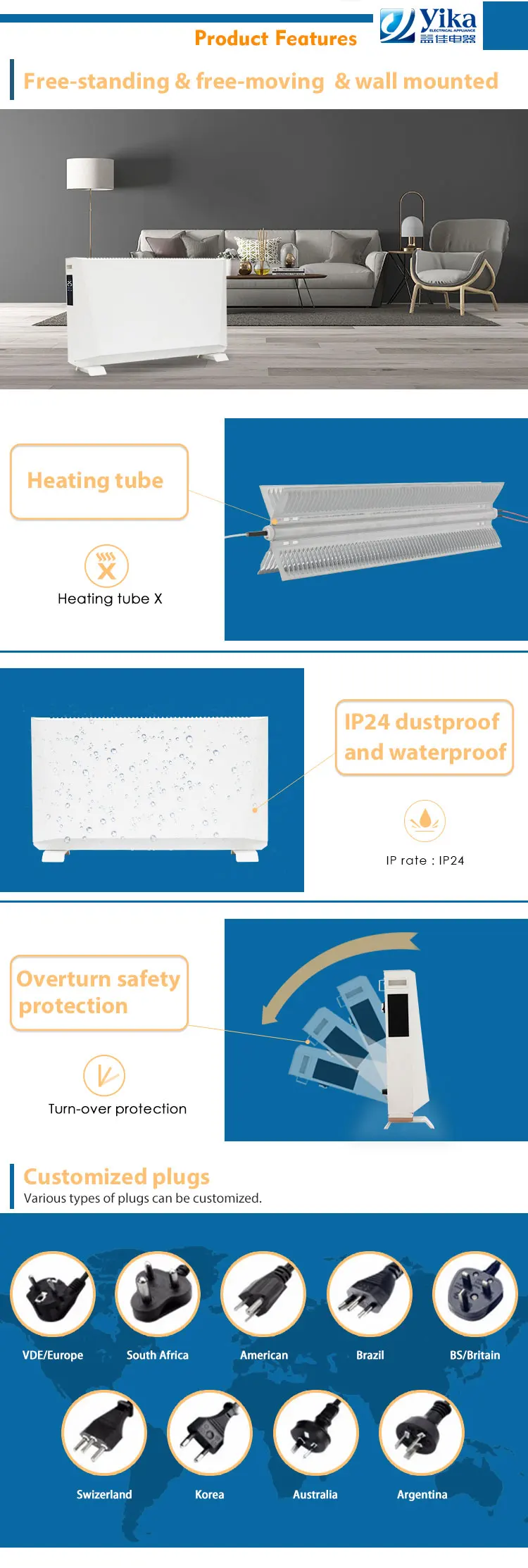 Fast Heating Touch screen control IP24 digital heater panel
