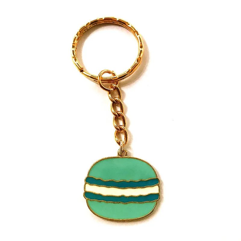 搪瓷食品macarone蛋糕钥匙扣金属袋车马卡龙钥匙链首饰礼品女性时尚