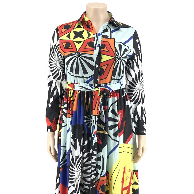 2019 New Fashion African Women Large Size Clothing Sexy Plus Size Long Sleeve 2 Piece Sets Print Maxi Dress