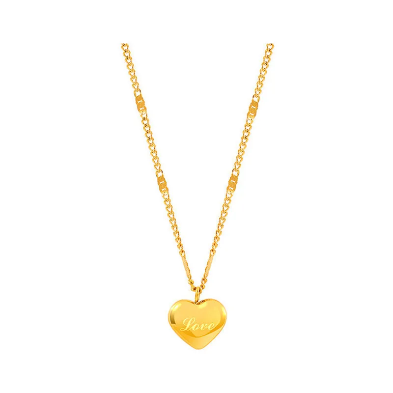 18k Gold Plated Love Heart Stainless Steel Necklace Popular Clavicle