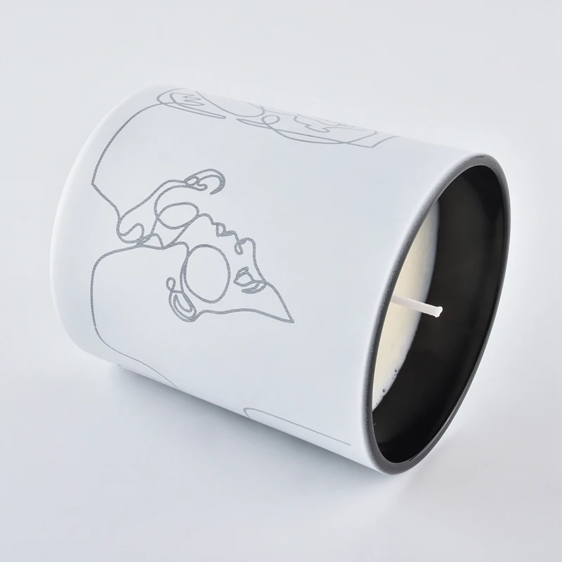 matte white glass candle holder