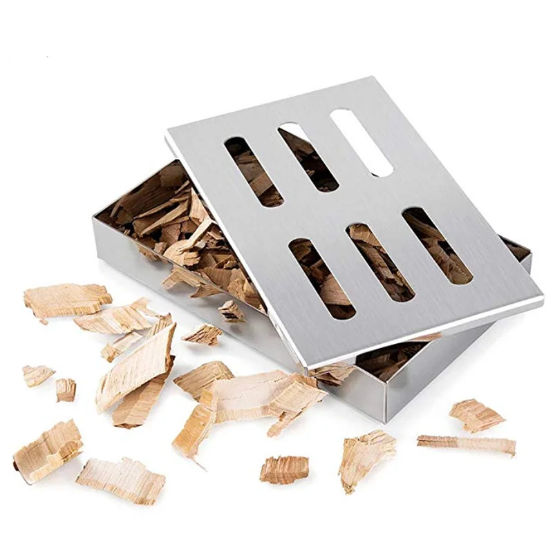 Stainless Steel Bbq Smoker Box For Grilling Wood Chips On Gas