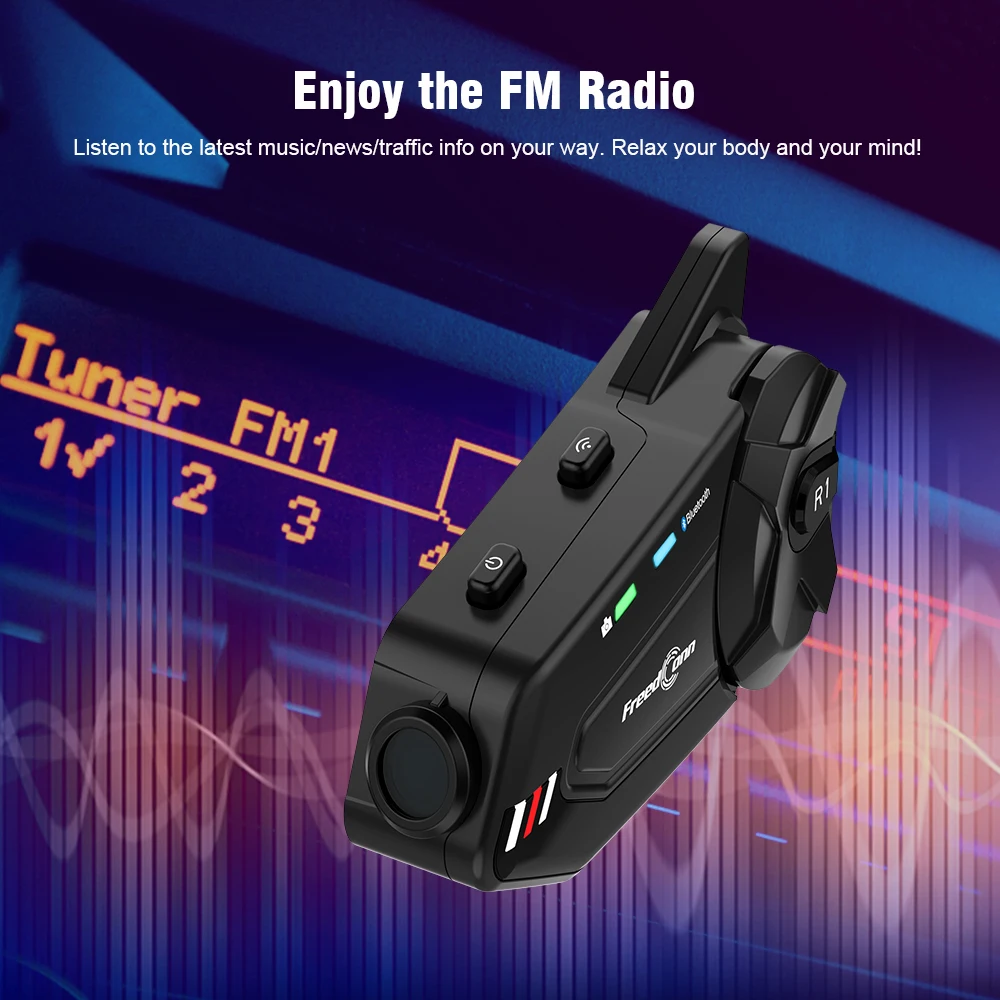 Freedconn R1-plus Motorcycle Recorder Headset 1080p Video Cam 1000m 6 ...