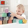 Educational Food Grade Emboss Baby Stacking Toys Silicone Soft Building Rubber Blocks