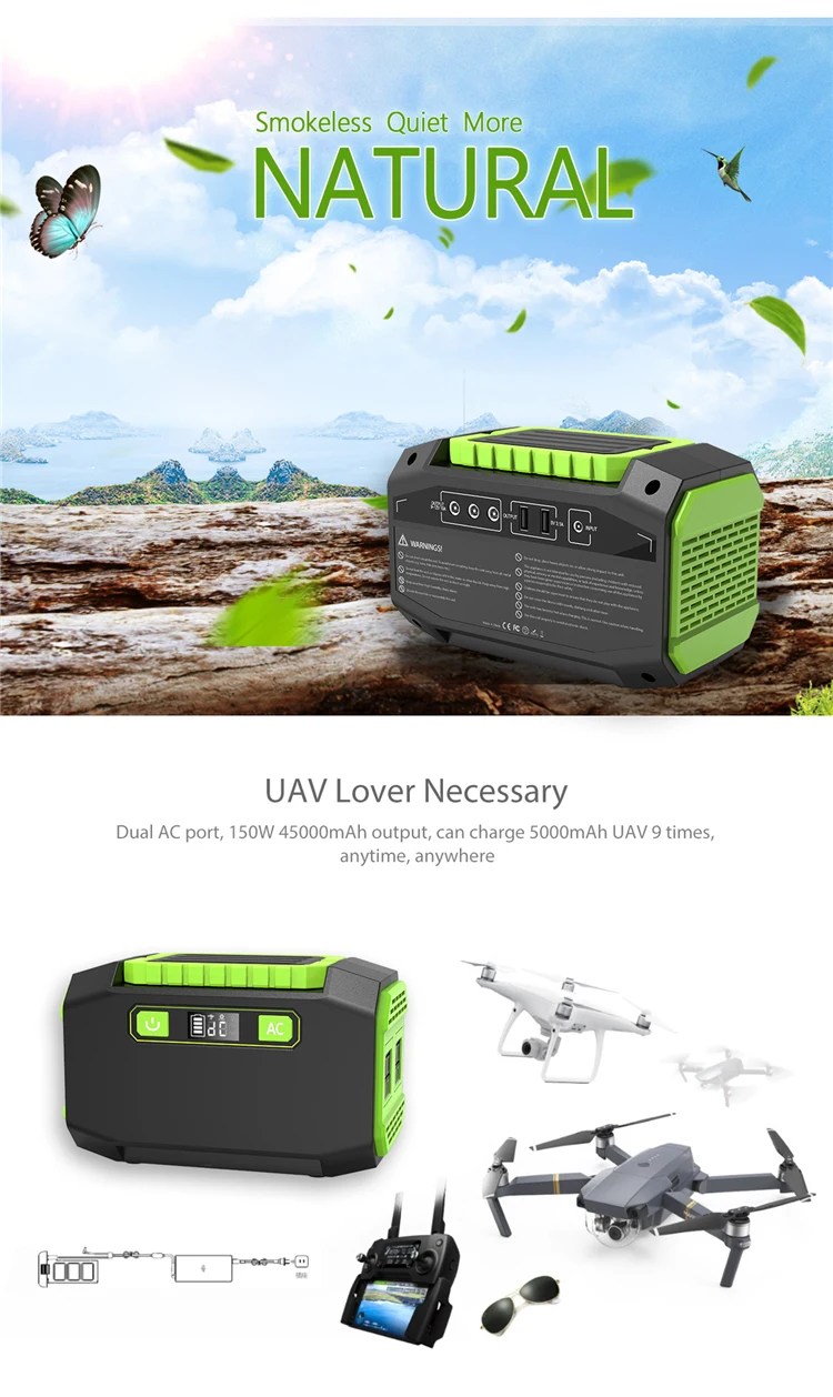 Over-load Protection 150W Portable Solar Lithium Battery Power Station - ANKUX.COM