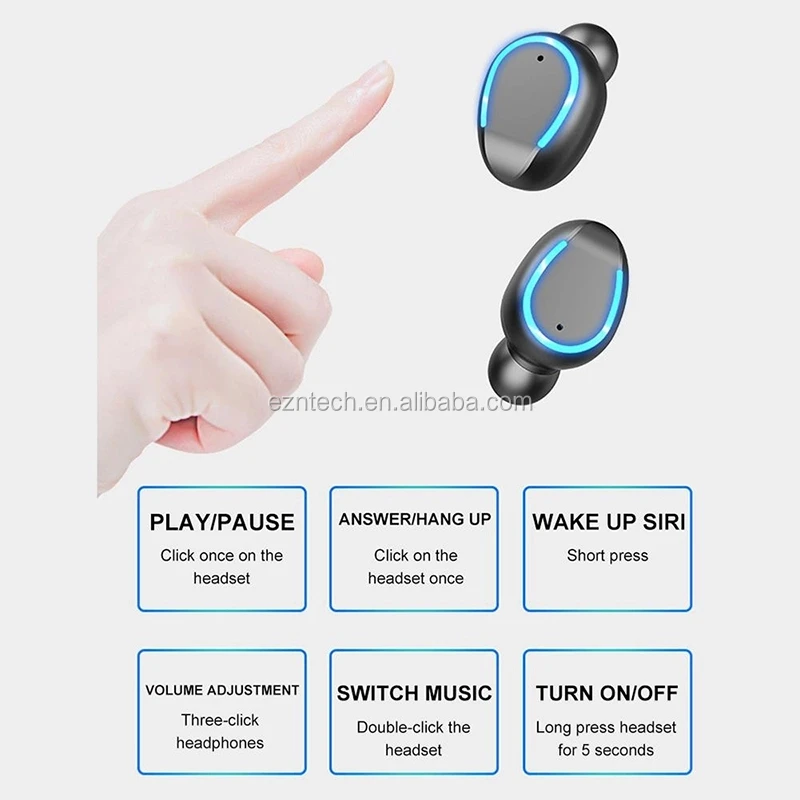 F9-6 TWS Earphone Mini Portable Column BT 5.0 Binaural Wireless Earbuds In Ear LED Power Display Headphone With Mic - ANKUX.COM