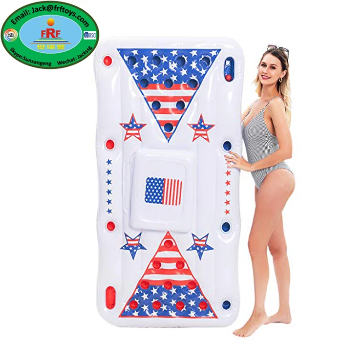 Summer Party Fun Pool Float Games Inflatable Beer Pong Table Raft Lounge With Built In Cooler