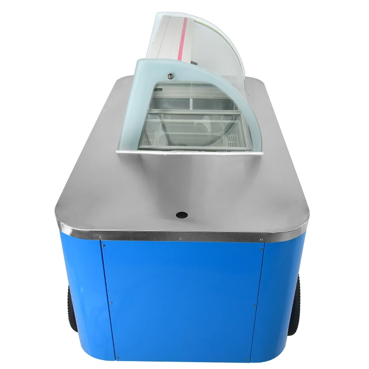 ce认证意大利冰淇淋移动冰棒展示冰柜冰箱自动贩售冰淇淋推车为户外