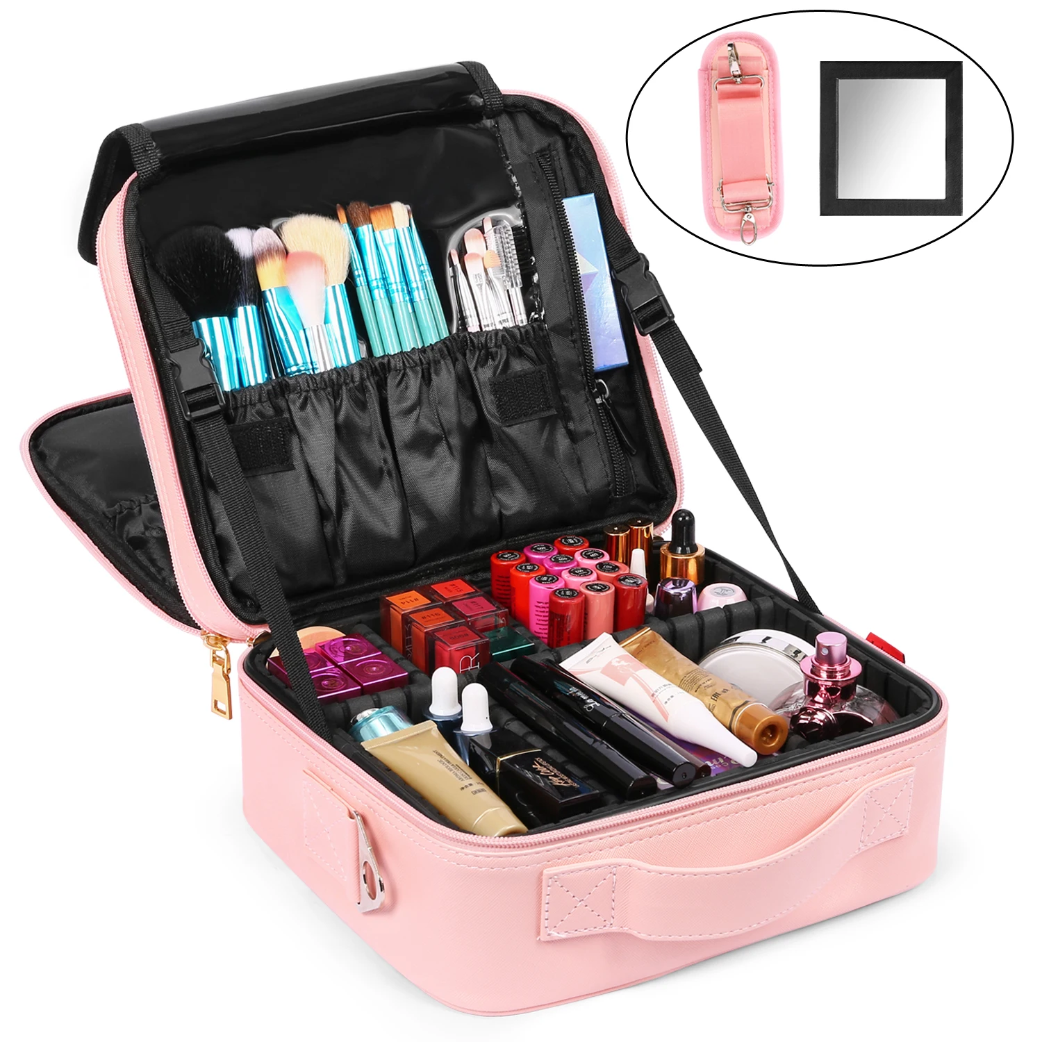 Lokass Dual Layer Travel Makeup Bag Cosmetic Case Bag For Cosmetics ...