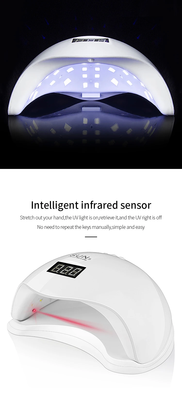 2020 Wholesale Sun Gel lampara Nail Lamp UV Light For nails 48W LED New style Automatic Sensor Uv Led Nail Lamp polish colour