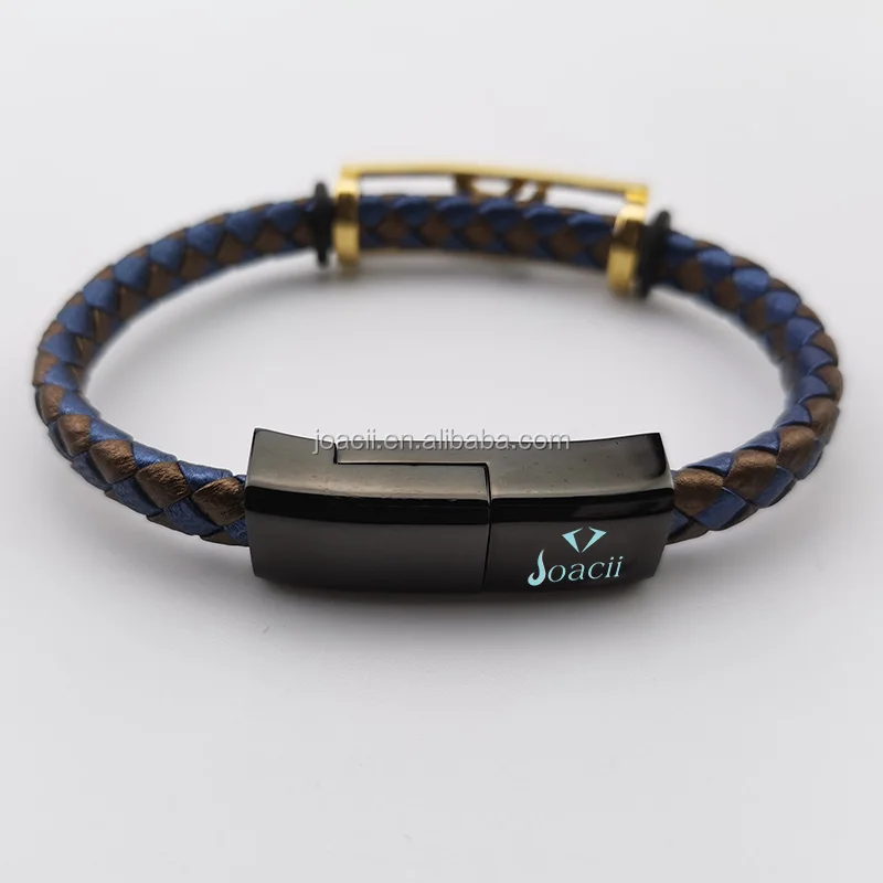 Fashion Wrist 316L Stainless Steel Android Usb Charging Cable Bracelet With Mulier Jewelry