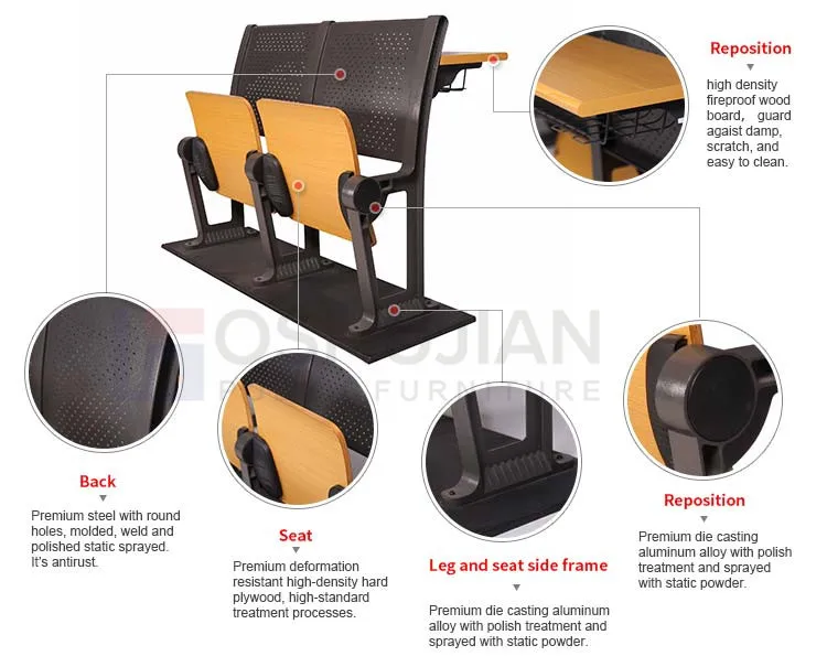 Lecture hall furniture college university folding School desk and chair