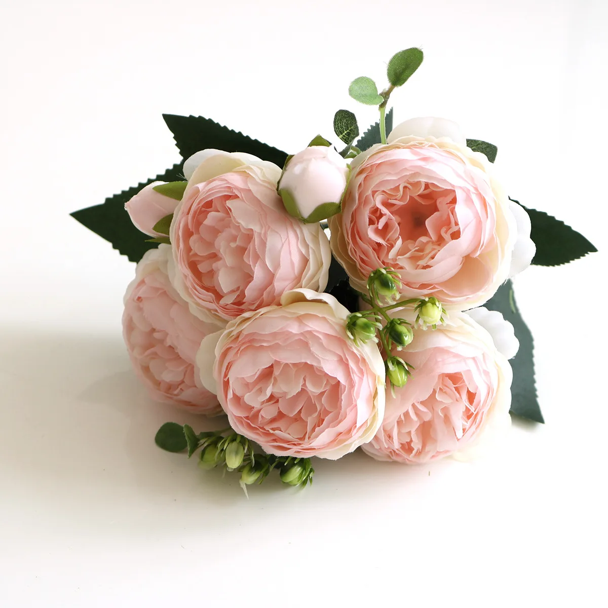 5 Head Artificial Peony Silk Fake Flowers For Home Decoration Wedding Bouquet 