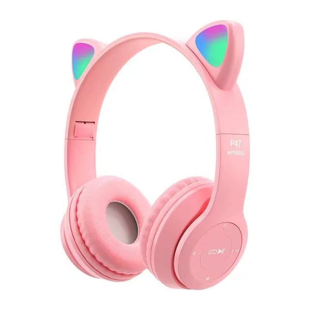 Amazon Hot Selling P47 P47m Led Light Up Cute Cat Ear Headphones Gaming ...