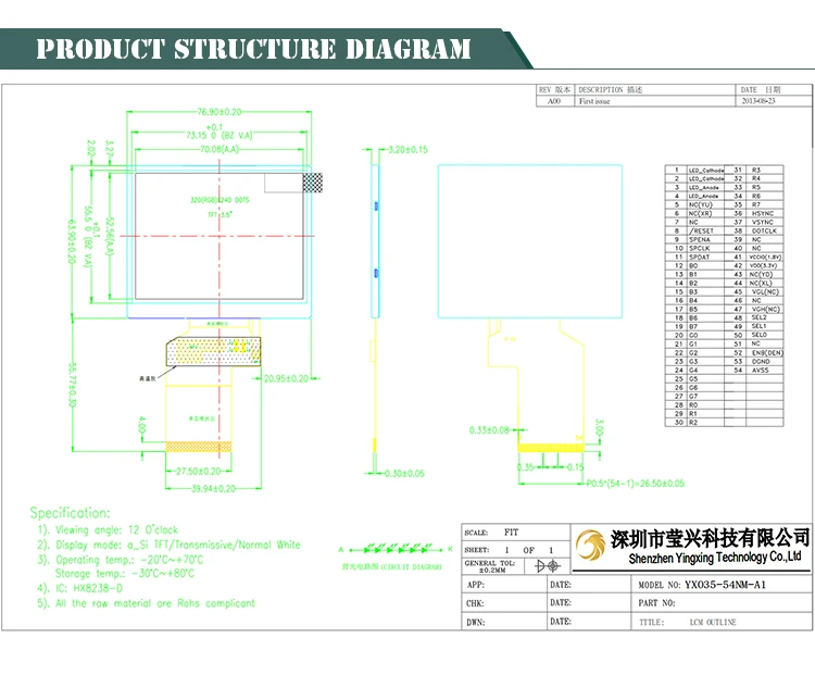 custom lcd display  SPI/RGB  320*240  3.5 inch LCD TFT touch screen