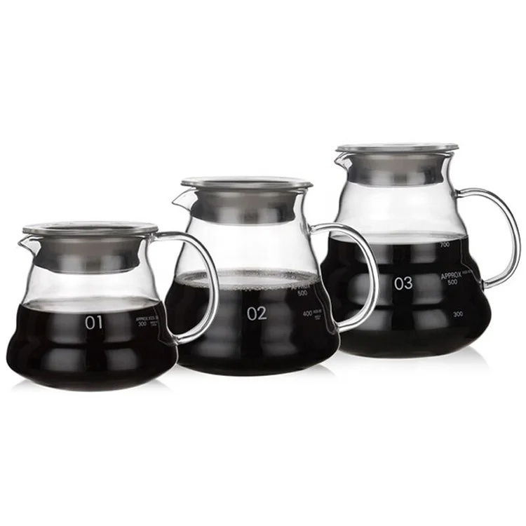 Wholesale 360ml 600ml 800ml V60 Teapot Coffee Server Glass Coffee Pot