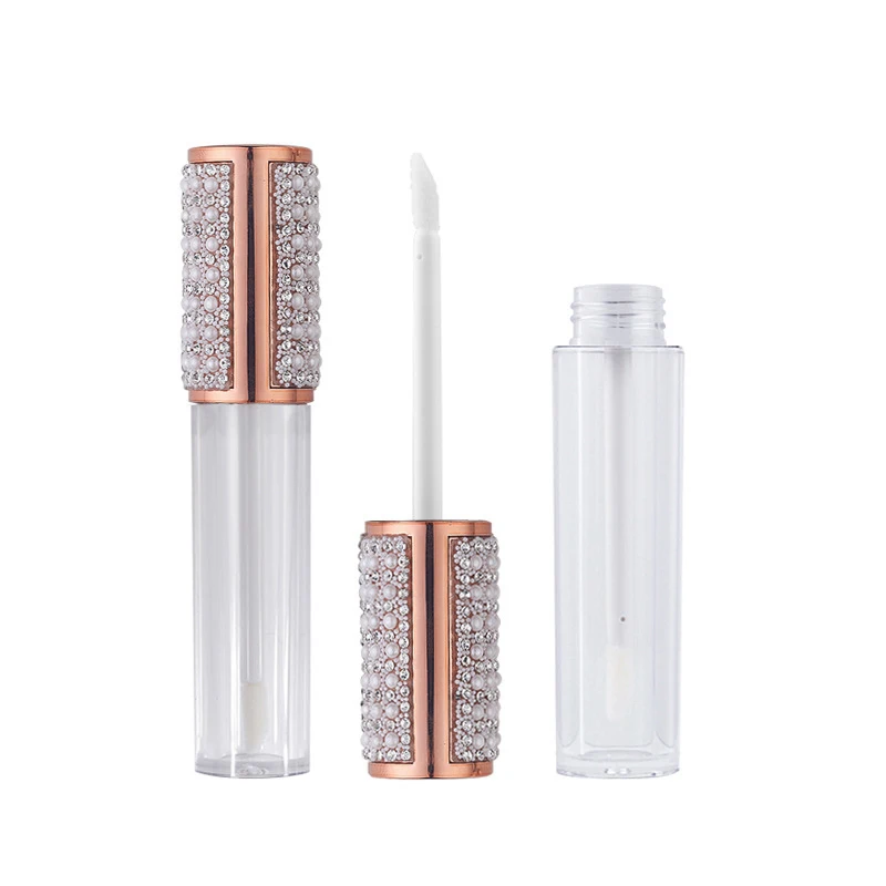Best Selling 5ml Luxury Rhinestone Lip Gloss Tubes Round Empty Lip Glaze Bottle With Wand Clear