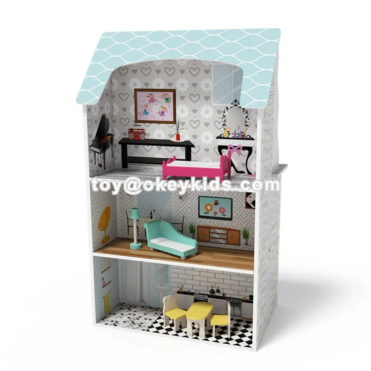 wooden doll house pink