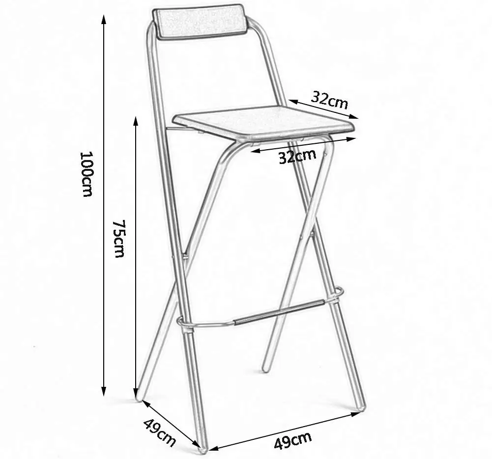 29inch High Bar Stool Foldable Backrest Counter Height Leisure Bar