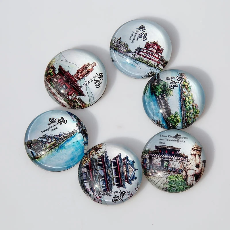 Factory Custom Crystal Glass Fridge Magnets Traditional Style Epoxy Rubber Sticker Daily Use Advertising Promotional Gift