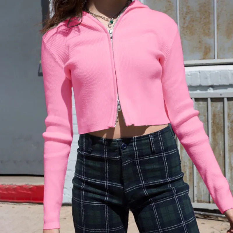 cropped sweater with zipper