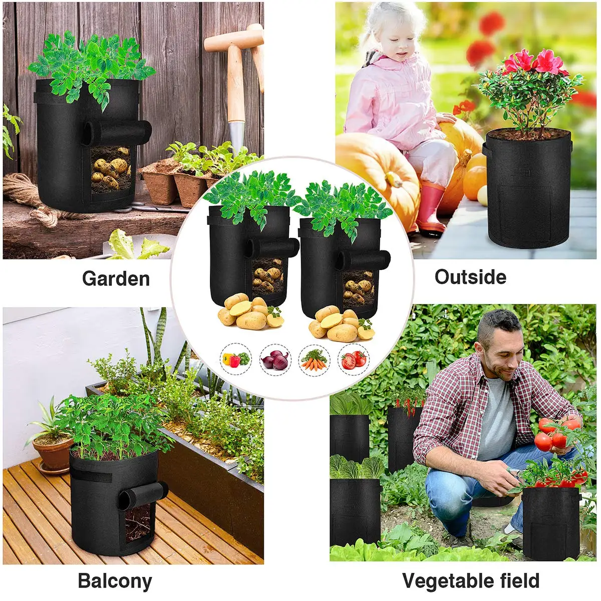 Best Selling Handmade High Quality Felt Potato Garden Grow Bag Felt