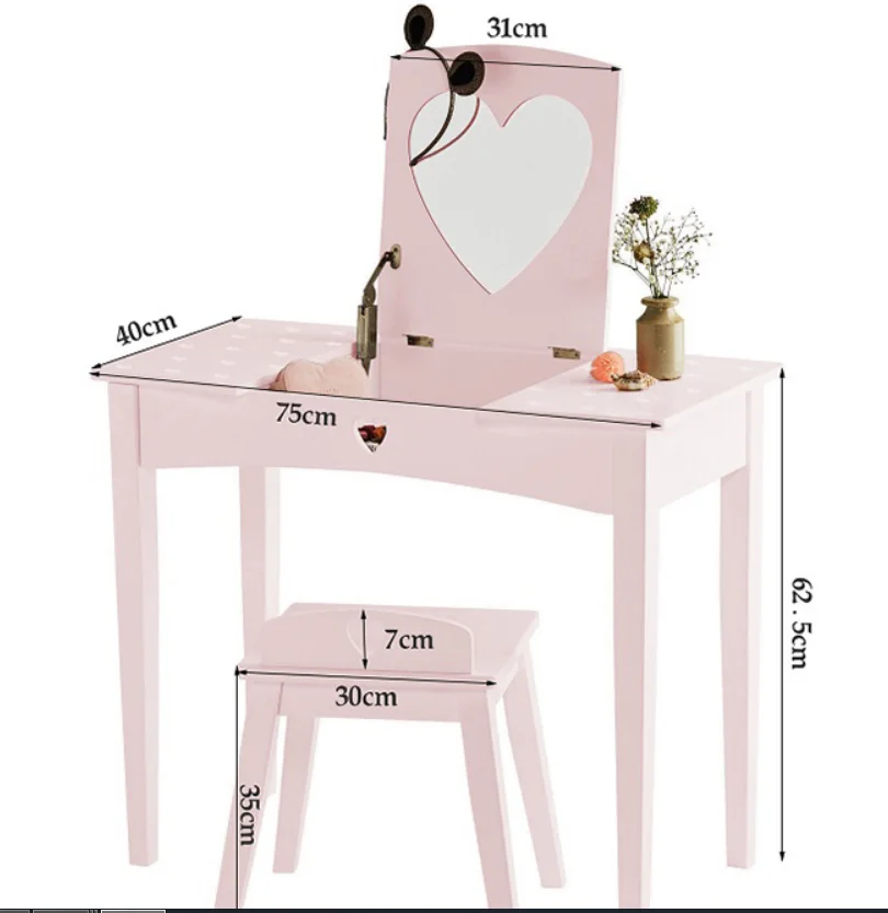 pink heart dressing table Girls Dressing Table