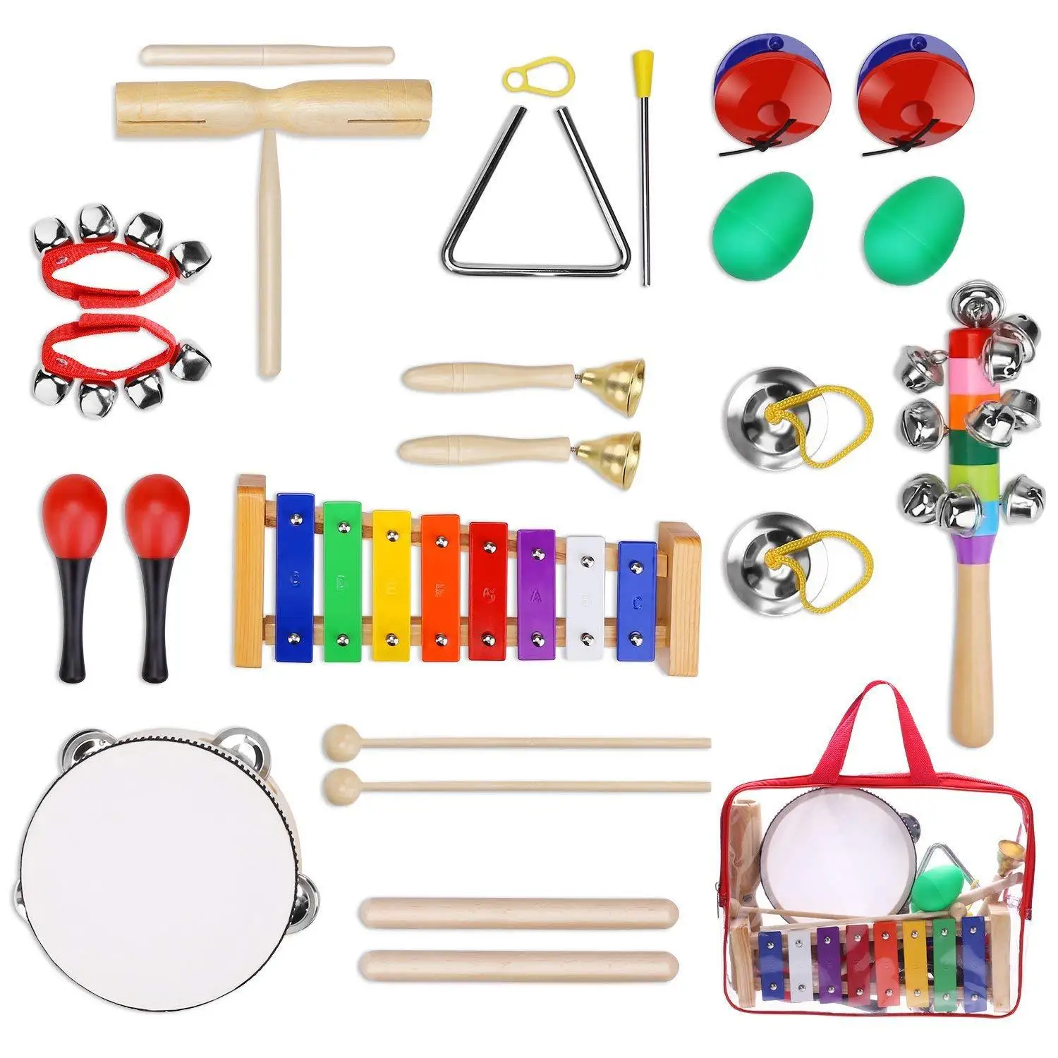 Kids Musical Instrument Wooden Handle Percussion Toy Early Education SA 