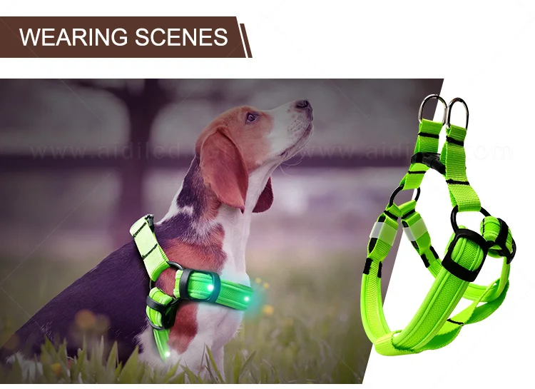RGB  Rainbow Led Dog Harness Colorful Factory Price Customized Logo Harness with Led Light for Dogs