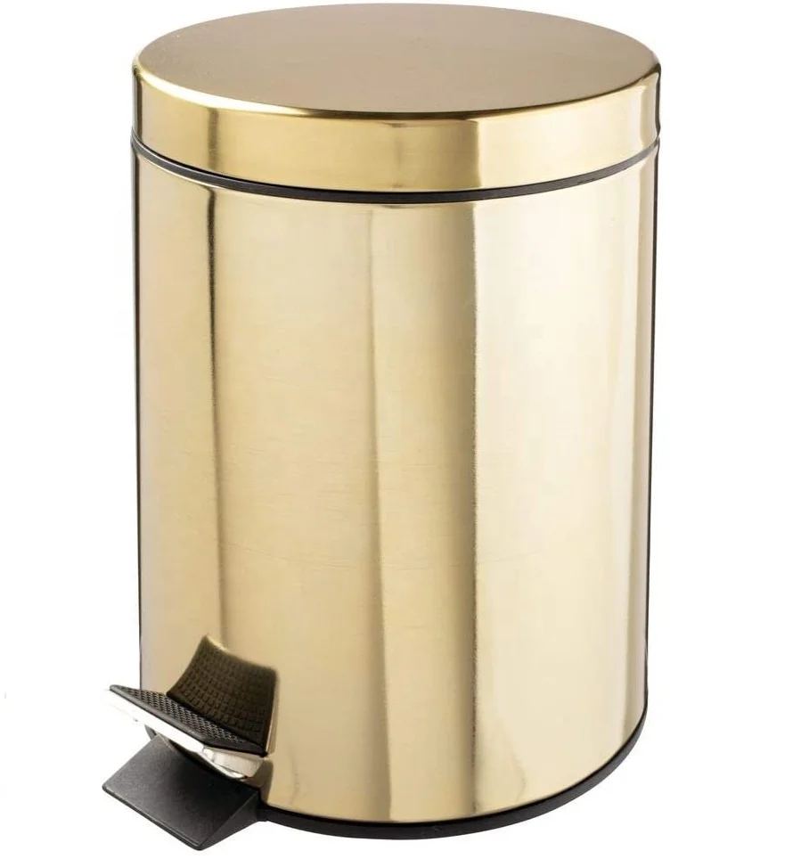 
Mini Round painting household kitchen Stainless Steel foot pedal gold 5L 3L Trash Can 