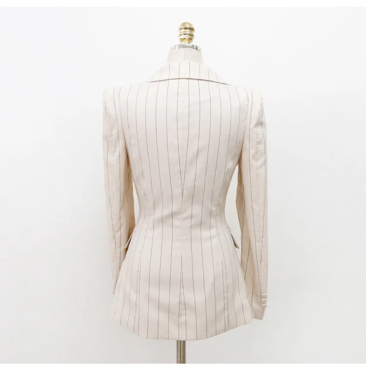 Wholesale 2 Pieces Navy Striped Fashion Women Formal Business Suit Design Ladies Office Skirt Suits