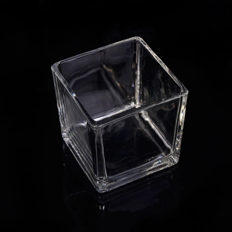 Wholesales Clear Square Glass Candle Jars Home Decoration
