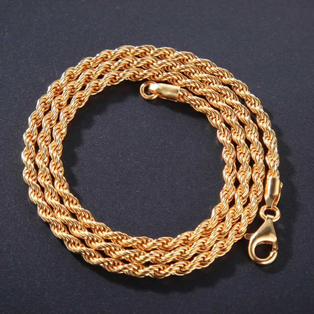 18k Solid Gold 22 Rope Chain 3mm