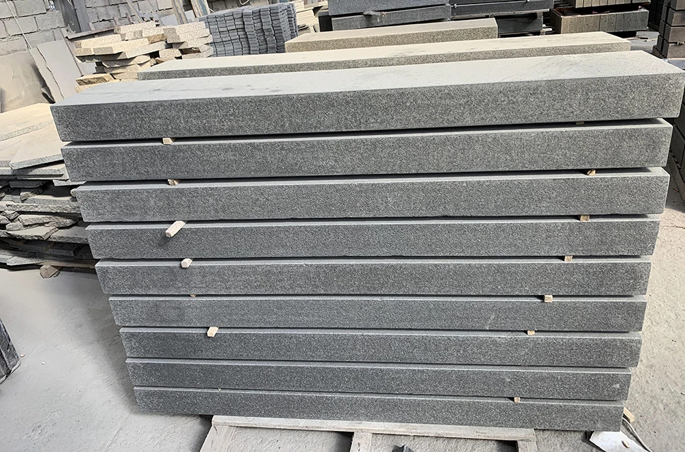 Samistone New G684 Black Natural Granite Beveled Finished Step Stone