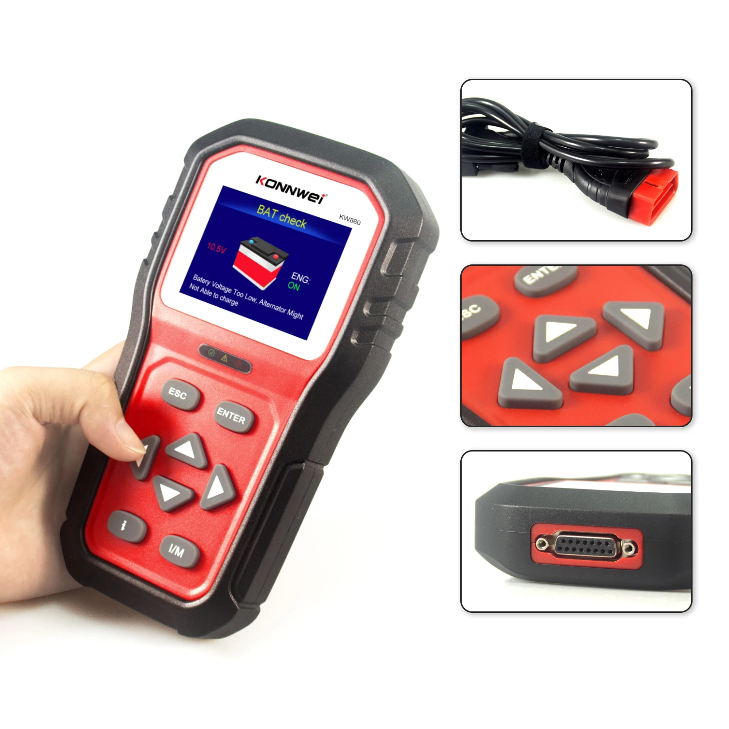 TFT Color Display and Built-in Speaker Diagnostic Scan Tool Enhanced Vehicles Car Fault Code Reader Featuring the Unique One-Click I/M Readiness Key Discoball KW680 OBDII/EOBD Code Reader Scanner 