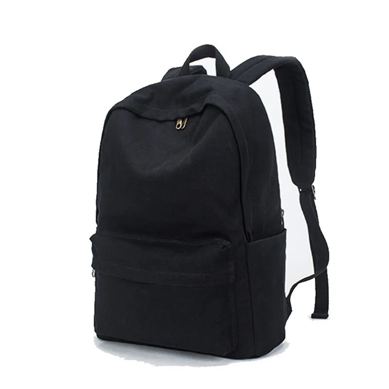 plain black canvas backpack