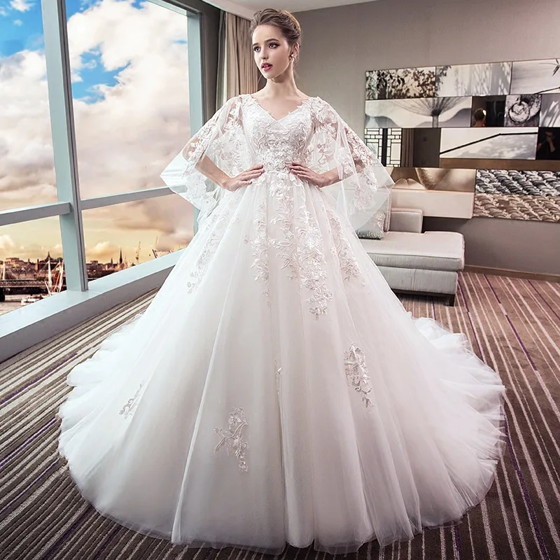 XT11 New Bride Pregnant Woman Plus Size Fat Women High Waist Wedding Dress With Long Train