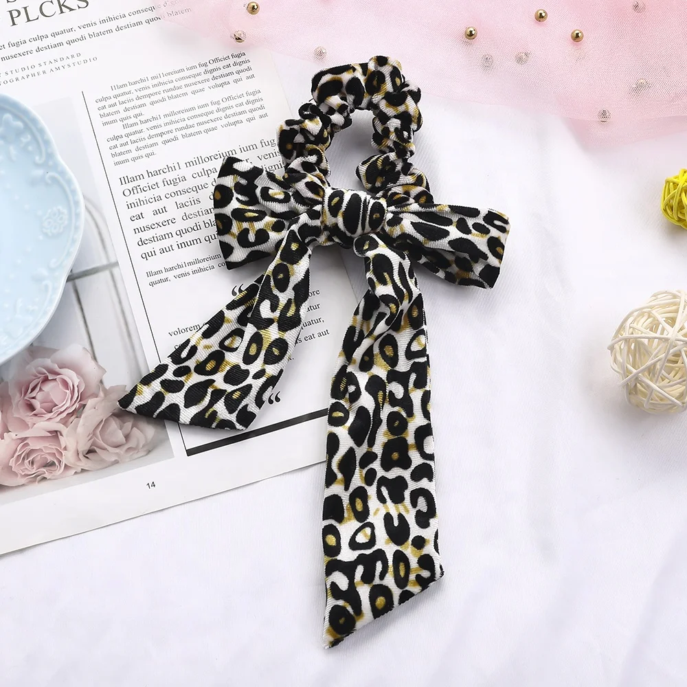 
Wholesale Fabric velvet bowknot Rubber elastic hair bands hair scrunchies for Ladies 